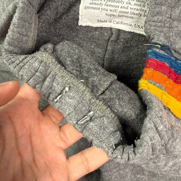 Aviator Nation 5-Stripe Sweatpants Womens Small Gray Joggers Embroidered Rainbow - Picture 5 of 9